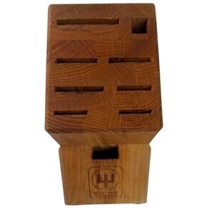 Wusthof Trident Logo Knife Block 9 Slot Wood Block With‎ Scissor Slot